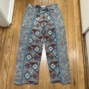 Elevenses Anthropologie Wide Leg Seaflower Multicolor Print Palazzo Pants